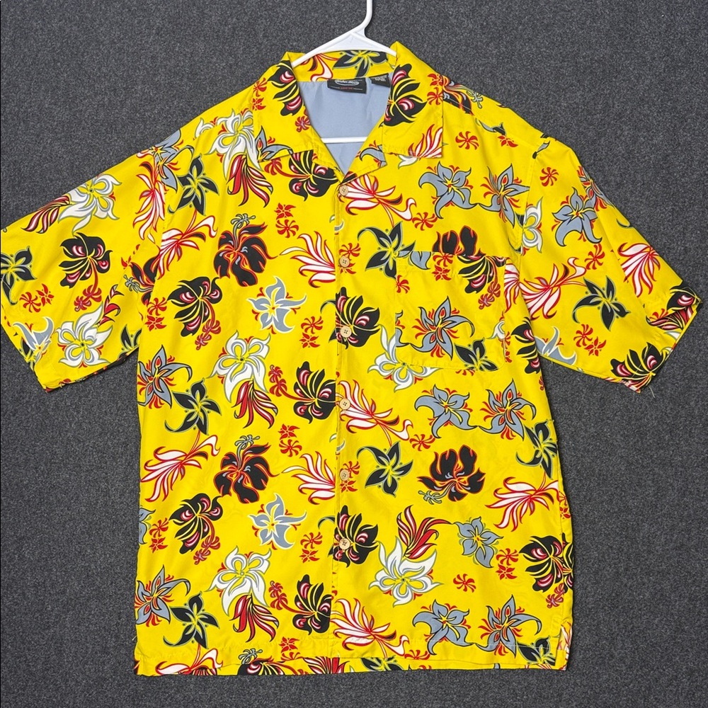 Anchor Blue Y2K Yellow‎ Floral Casual Shirt Large